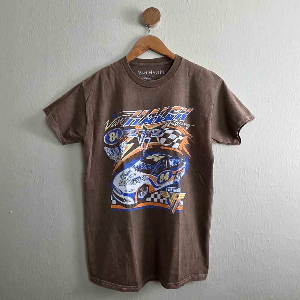 Urban Outfitters Van Halen Band Graphic Tee Brown Acid Wash Distressed Unisex M
